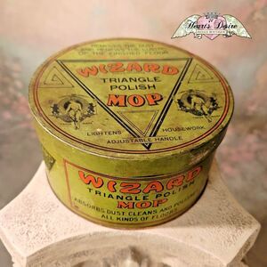 Wizard Triangle Polish Mop Tin Antique Gorgeous Advertising Wizard Products TM